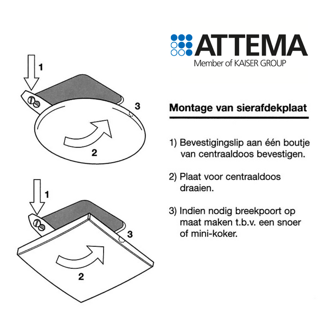 Attema Plafond afdekplaat | Wit, vierkant