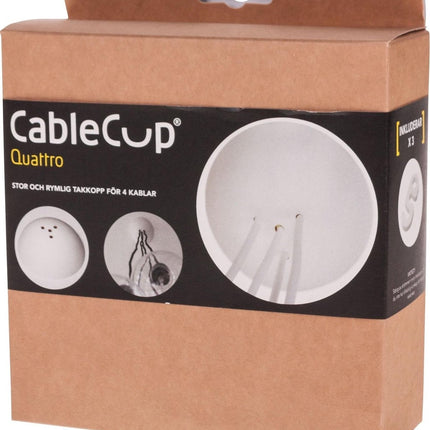CableCup 'Quattro' Siliconen plafondkap - 4 snoeren  - Ø158mm | Wit