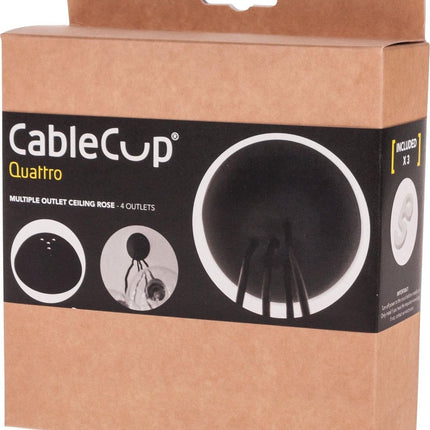 CableCup 'Quattro' Siliconen plafondkap - 4 snoeren  - Ø158mm | Zwart