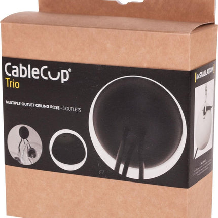 CableCup 'Trio' Siliconen plafondkap - 3 snoeren  - Ø144mm | Zwart