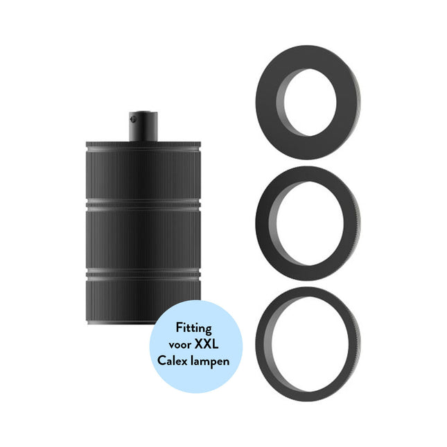 Calex Calex XXL fitting metaal  - 3-rings model E27 | Mat Zwart