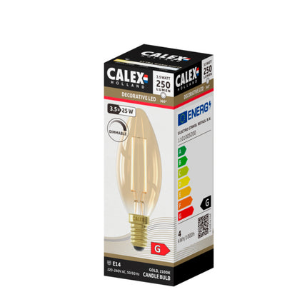 Calex LED Kaarslamp - 3,5 W - 250 Lumen - E14 | Goud