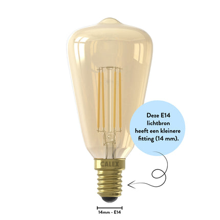 Calex LED lamp goud - Rustieklamp ST48 - 3.5W E14