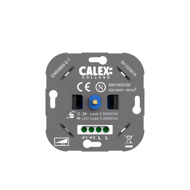 Calex Universele Inbouwdimmer / Muurdimmer voor LED met afdekplaat (3-250W)