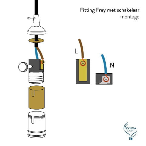 Kynda Light Fitting 'Frey' met schakelaar metaal Donkergrijs