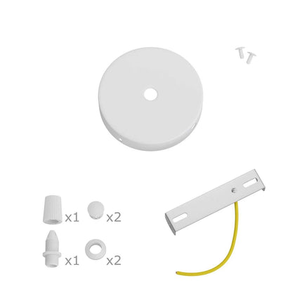 Kynda Light Kit MINI | Metalen plafondkap met 1 centraal gat en 2 zijdelingse gaten | Wit
