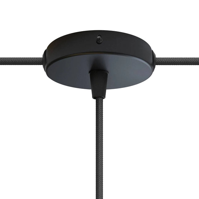 Kynda Light Kit MINI | Metalen plafondkap met 1 centraal gat en 2 zijdelingse gaten | Zwart