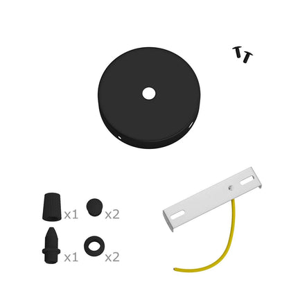 Kynda Light Kit MINI | Metalen plafondkap met 1 centraal gat en 2 zijdelingse gaten | Zwart
