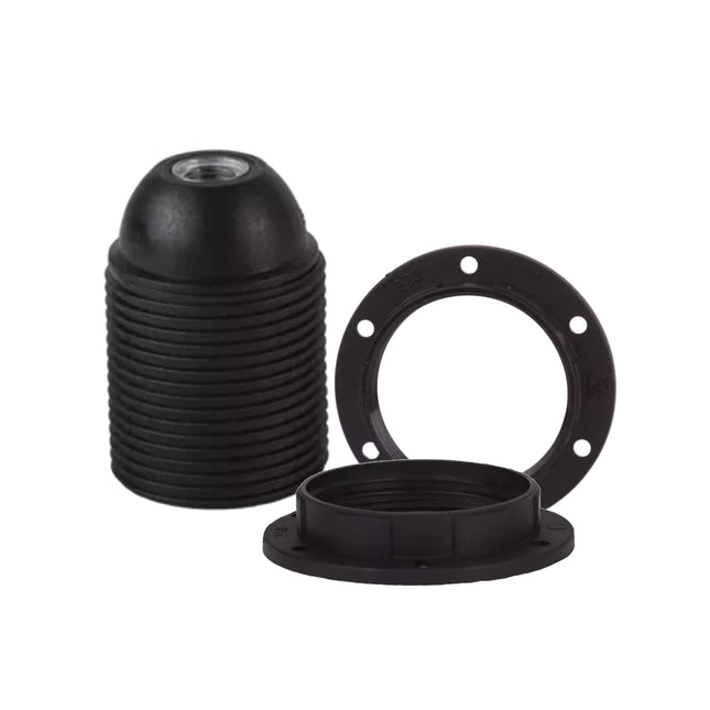 Kynda Light Kunststof Fitting E27 met twee schroefringen | Zwart
