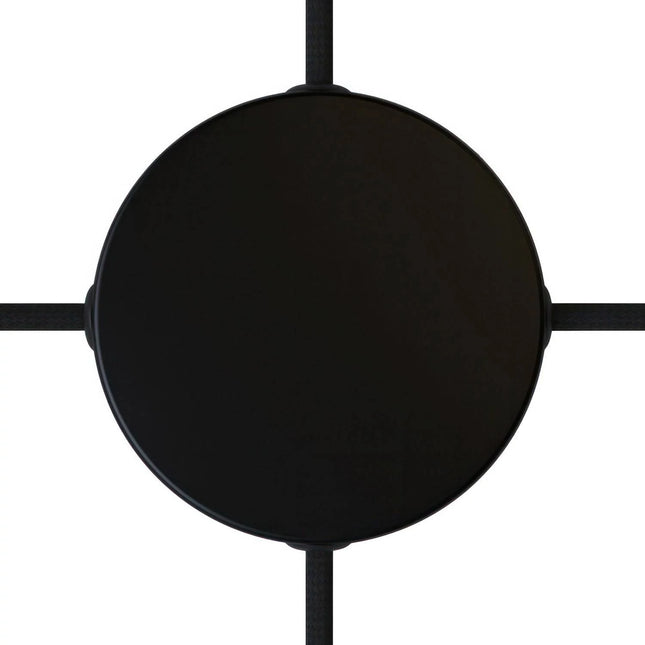Kynda Light Metalen plafondkap (centraaldoos) met 4 zijgaten (Ø120 mm) | Zwart (mat)