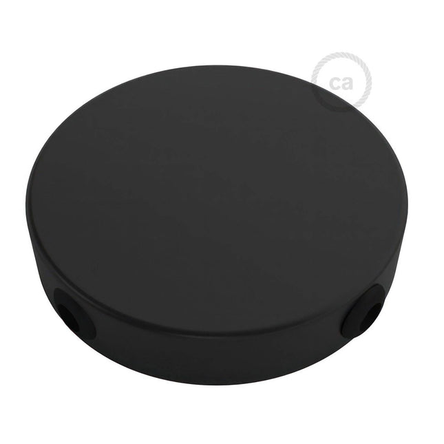 Kynda Light Metalen plafondkap (centraaldoos) met 4 zijgaten (Ø120 mm) | Zwart (mat)