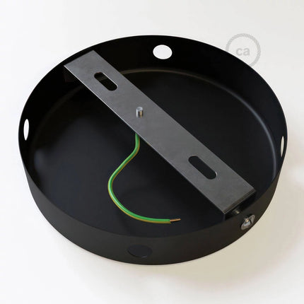 Kynda Light Metalen plafondkap (centraaldoos) met 4 zijgaten (Ø120 mm) | Zwart (mat)
