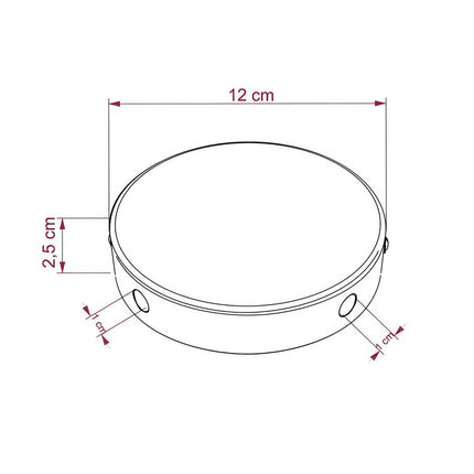 Kynda Light Metalen plafondkap (centraaldoos) met 4 zijgaten (Ø120 mm) | Zwart (mat)