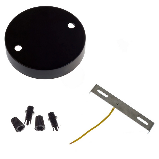 Kynda Light Plafondkap 'Levi XL' metaal - 2 snoeren - Ø120 mm | Zwart