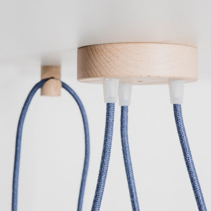 Kynda Light Plafondkap 'Woody' rond hout - 3 snoeren - Ø95mm