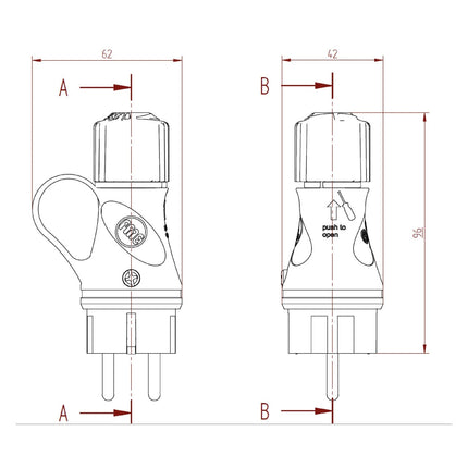 Kynda Light Schuko stekker voor buiten (IP44)