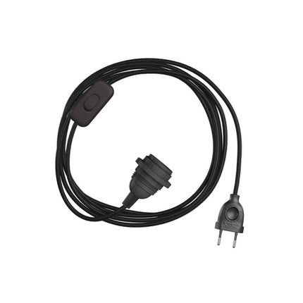 Kynda Light SnakeBis | Snoer met stekker, schakelaar & fitting | Zwart (rond)