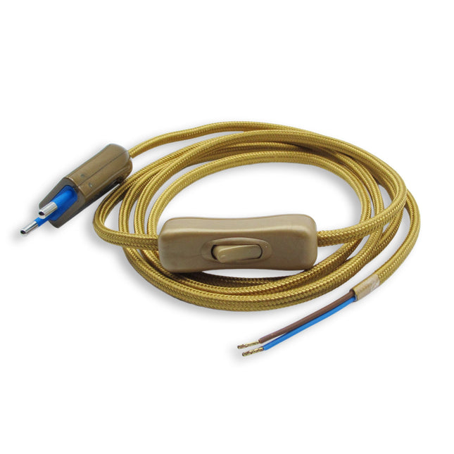 Kynda Light Snoer met stekker en schakelaar | Goud (plat)