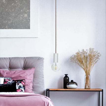 Kynda Light Strijkijzersnoer Creme & Bordeaux - rond, linnen - kruis patroon