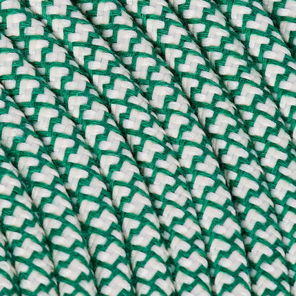 Kynda Light Strijkijzersnoer Creme & Groen - rond, linnen - kruis patroon