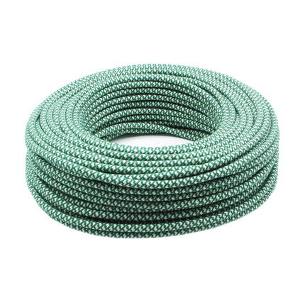 Kynda Light Strijkijzersnoer Creme & Groen - rond, linnen - kruis patroon