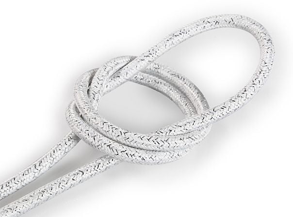 Kynda Light Strijkijzersnoer Wit (glitter) - rond, effen stof