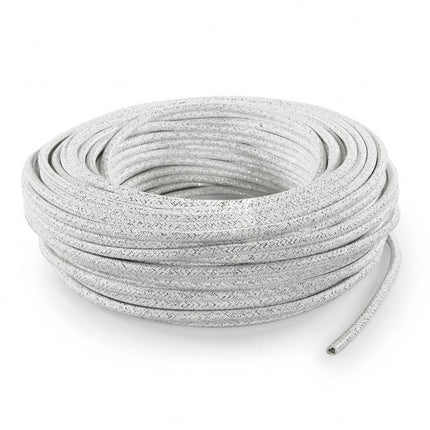 Kynda Light Strijkijzersnoer Wit (glitter) - rond, effen stof
