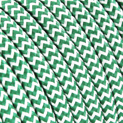 Kynda Light Strijkijzersnoer Wit & Groen - rond - zigzag patroon