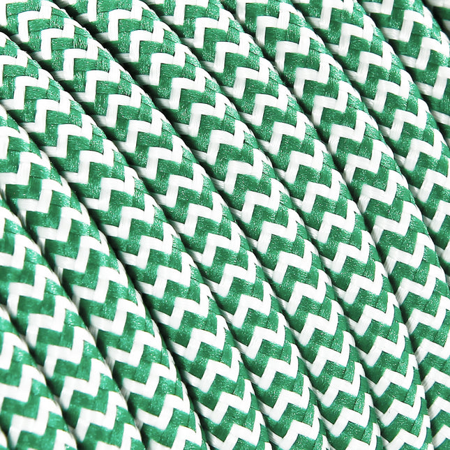 Kynda Light Strijkijzersnoer Wit & Groen - rond - zigzag patroon