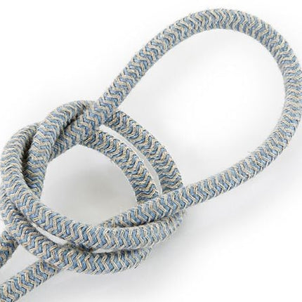 Kynda Light Strijkijzersnoer Zand & Blauw - rond linnen - zigzag patroon