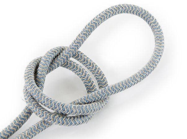 Kynda Light Strijkijzersnoer Zand & Blauw - rond linnen - zigzag patroon