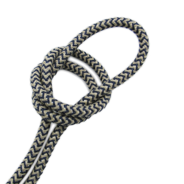Kynda Light Strijkijzersnoer Zand & Donkerblauw - rond linnen - zigzag patroon