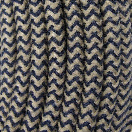 Kynda Light Strijkijzersnoer Zand & Donkerblauw - rond linnen - zigzag patroon