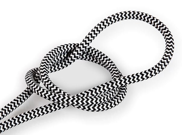 Kynda Light Strijkijzersnoer Zwart & Wit - rond - zigzag patroon