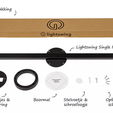 Lightswing Lightswing® Single Mat Zwart | Ophangsysteem 1 lamp