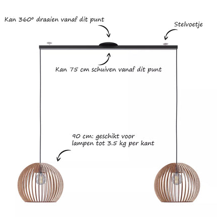 Lightswing Lightswing® Twin Mat Zwart | Ophangsysteem 2 lampen