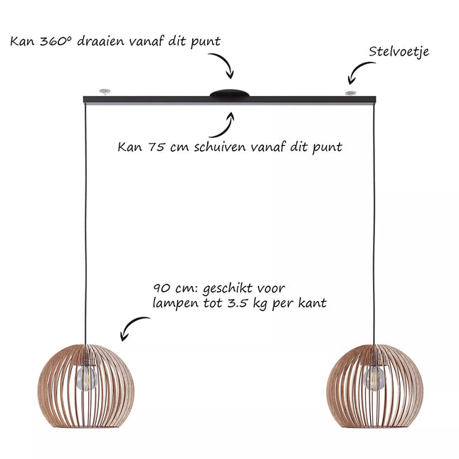 Lightswing Lightswing® Twin Mat Zwart | Ophangsysteem 2 lampen