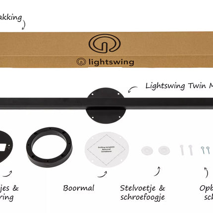 Lightswing Lightswing® Twin Mat Zwart | Ophangsysteem 2 lampen