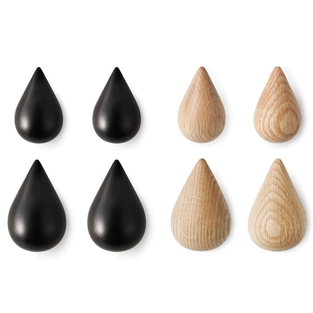 Normann Copenhagen Dropit Wandhaak - set 2 stuks | Hout nature (Large)